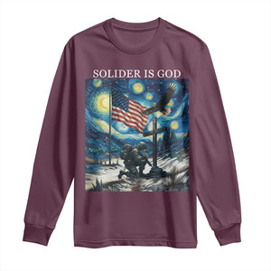Solider Army Christian Long Sleeve Shirt Cross Starry Night Faith Patriotic Jesus TS14 Maroon Print Your Wear