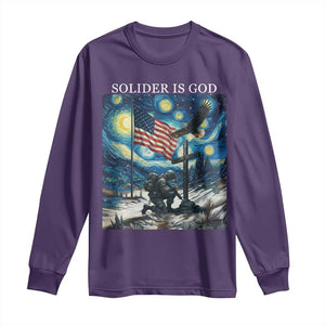 Solider Army Christian Long Sleeve Shirt Cross Starry Night Faith Patriotic Jesus TS14 Purple Print Your Wear