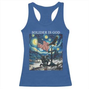 Solider Army Christian Racerback Tank Top Cross Starry Night Faith Patriotic Jesus TS14 Royal Blue Print Your Wear