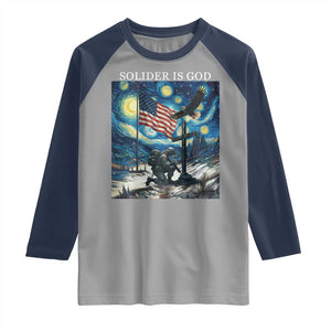 Solider Army Christian Raglan Shirt Cross Starry Night Faith Patriotic Jesus TS14 Sport Gray Navy Print Your Wear