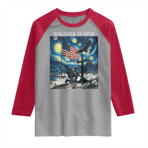 Solider Army Christian Raglan Shirt Cross Starry Night Faith Patriotic Jesus TS14 Sport Gray Red Print Your Wear