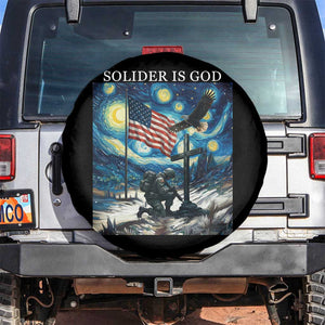 Solider Army Christian Spare Tire Cover Cross Starry Night Faith Patriotic Jesus TS14 No hole Black Print Your Wear