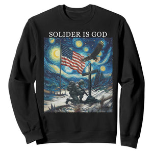 Solider Army Christian Sweatshirt Cross Starry Night Faith Patriotic Jesus TS14 Black Print Your Wear