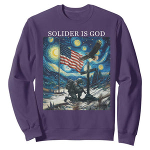 Solider Army Christian Sweatshirt Cross Starry Night Faith Patriotic Jesus TS14 Purple Print Your Wear