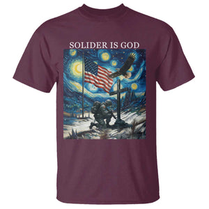 Solider Army Christian T Shirt Cross Starry Night Faith Patriotic Jesus TS14 Maroon Print Your Wear