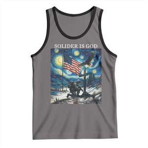 Solider Army Christian Tank Top Cross Starry Night Faith Patriotic Jesus TS14 Deep Heather Black Print Your Wear