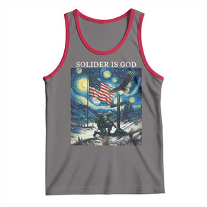 Solider Army Christian Tank Top Cross Starry Night Faith Patriotic Jesus TS14 Deep Heather Red Print Your Wear