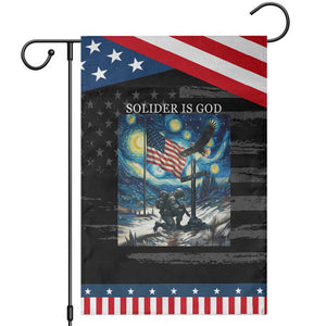Solider Army Christian Garden Flag Cross Starry Night Faith Patriotic Jesus TS14 Distressed Black Blue Print Your Wear