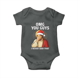 Funny Santa Christmas Baby Onesie OMG You Guys I Never Said That TS14 Dark Heather Print Your Wear