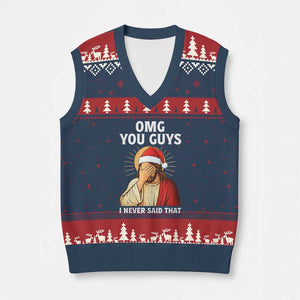 Funny Santa Xmas V-Neck Knit Sweater Vest OMG You Guys I Never Said That TS14 Navy Red Print Your Wear