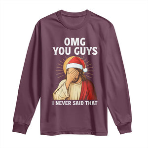Funny Santa Christmas Long Sleeve Shirt OMG You Guys I Never Said That TS14 Maroon Print Your Wear