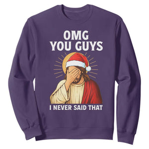 Funny Santa Christmas Sweatshirt OMG You Guys I Never Said That TS14 Purple Print Your Wear