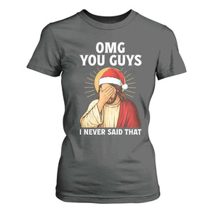 Funny Santa Christmas T Shirt For Women OMG You Guys I Never Said That TS14 Dark Heather Print Your Wear