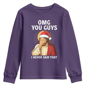 Funny Santa Christmas Youth Sweatshirt OMG You Guys I Never Said That TS14 Purple Print Your Wear