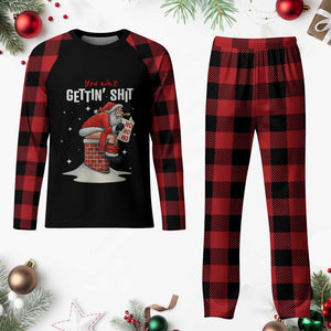 Funny Santa Christmas Plaid Pajama Set You Are Not Getting Shit TS14 Buffalo Plaid Print Your Wear
