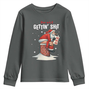 Funny Santa Christmas Youth Sweatshirt You Are Not Getting Shit TS14 Dark Heather Print Your Wear