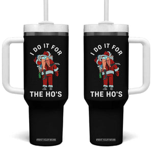 Funny Santa Christmas Tumbler With Handle I Do It For The Ho Ho Ho TS14 One Size: 40 oz Black Print Your Wear