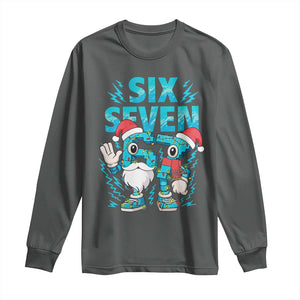 67 Six Seven Christmas Long Sleeve Shirt Funny Italian Brainrot Meme TS14 Dark Heather Print Your Wear