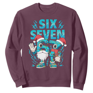 67 Six Seven Christmas Sweatshirt Funny Italian Brainrot Meme TS14 Maroon Print Your Wear