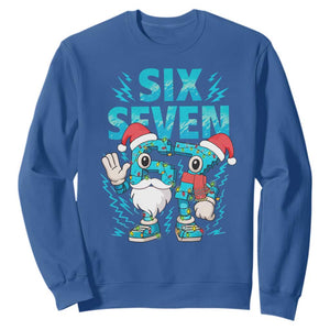 67 Six Seven Christmas Sweatshirt Funny Italian Brainrot Meme TS14 Royal Blue Print Your Wear