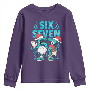 67 Six Seven Christmas Youth Sweatshirt Funny Italian Brainrot Meme TS14 Purple Print Your Wear