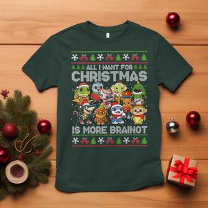 Italian Brainrot Christmas Meme T Shirt All I Want For Xmas Is More Brainot TS14 Dark Forest Green Print Your Wear