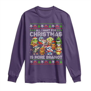 Italian Brainrot Christmas Meme Long Sleeve Shirt All I Want For Xmas Is More Brainot TS14 Purple Print Your Wear