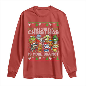 Italian Brainrot Christmas Meme Long Sleeve Shirt All I Want For Xmas Is More Brainot TS14 Red Print Your Wear