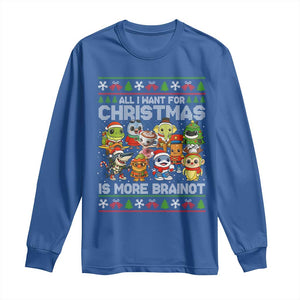 Italian Brainrot Christmas Meme Long Sleeve Shirt All I Want For Xmas Is More Brainot TS14 Royal Blue Print Your Wear