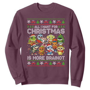 Italian Brainrot Christmas Meme Sweatshirt All I Want For Xmas Is More Brainot TS14 Maroon Print Your Wear