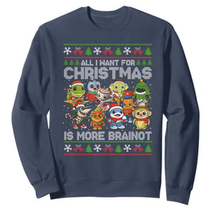 Italian Brainrot Christmas Meme Sweatshirt All I Want For Xmas Is More Brainot TS14 Navy Print Your Wear