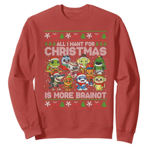 Italian Brainrot Christmas Meme Sweatshirt All I Want For Xmas Is More Brainot TS14 Red Print Your Wear