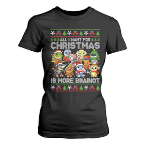Italian Brainrot Christmas Meme T Shirt For Women All I Want For Xmas Is More Brainot TS14 Black Print Your Wear