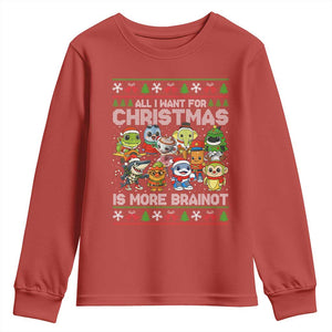Italian Brainrot Christmas Meme Youth Sweatshirt All I Want For Xmas Is More Brainot TS14 Red Print Your Wear