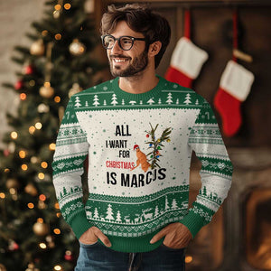 Marcus The Worm Robert Meme Ugly Christmas Sweater All I Want For Xmas Is Marcus TS14 Beige Green Print Your Wear