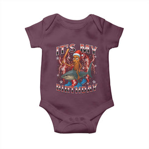 Italian Brainrot Christmas Meme Baby Onesie It Is My Birthday TS14 Maroon Print Your Wear