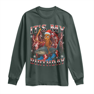 Italian Brainrot Christmas Meme Long Sleeve Shirt It Is My Birthday TS14 Dark Forest Green Print Your Wear