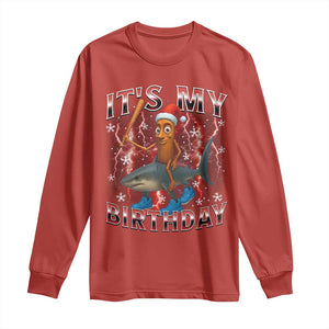 Italian Brainrot Christmas Meme Long Sleeve Shirt It Is My Birthday TS14 Red Print Your Wear
