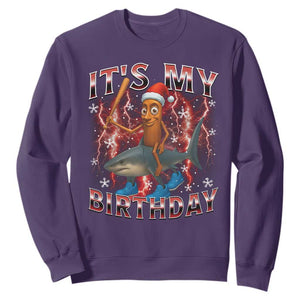Italian Brainrot Christmas Meme Sweatshirt It Is My Birthday TS14 Purple Print Your Wear