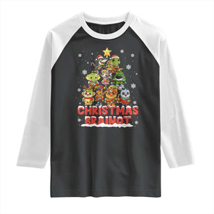 Italian Brainrot Christmas Tree Meme Raglan Shirt TS14 Black White Print Your Wear