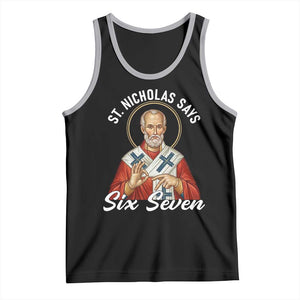 Funny Six Seven Meme Tank Top Saint Nicholas Says 67 Gen Alpha Slang TS14 Black Athletic Heather Print Your Wear