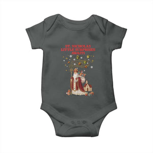 Saint Nicholas Santa Claus Christmas Baby Onesie Little Surprises Awaiti TS14 Dark Heather Print Your Wear
