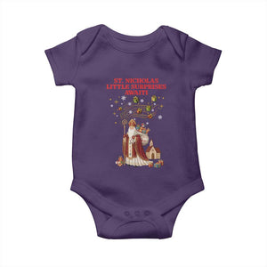Saint Nicholas Santa Claus Christmas Baby Onesie Little Surprises Awaiti TS14 Purple Print Your Wear