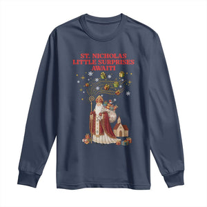 Saint Nicholas Santa Claus Christmas Long Sleeve Shirt Little Surprises Awaiti TS14 Navy Print Your Wear