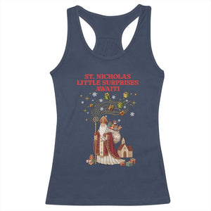 Saint Nicholas Santa Claus Christmas Racerback Tank Top Little Surprises Awaiti TS14 Navy Print Your Wear