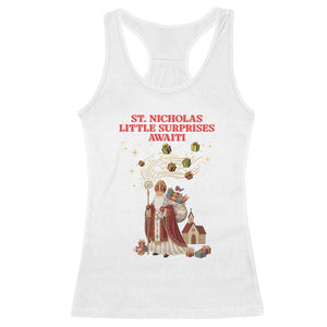 Saint Nicholas Santa Claus Christmas Racerback Tank Top Little Surprises Awaiti TS14 White Print Your Wear