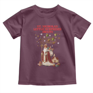 Saint Nicholas Santa Claus Christmas Toddler T Shirt Little Surprises Awaiti TS14 Maroon Print Your Wear