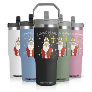 Saint Nicholas Catholic Christmas Flip Straw Tumbler TS14 Print Your Wear