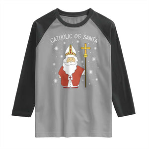 Saint Nicholas Catholic Christmas Raglan Shirt TS14 Sport Gray Black Print Your Wear