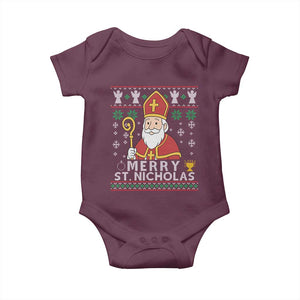 Saint Nicholas Santa Claus Christmas Baby Onesie TS14 Maroon Print Your Wear